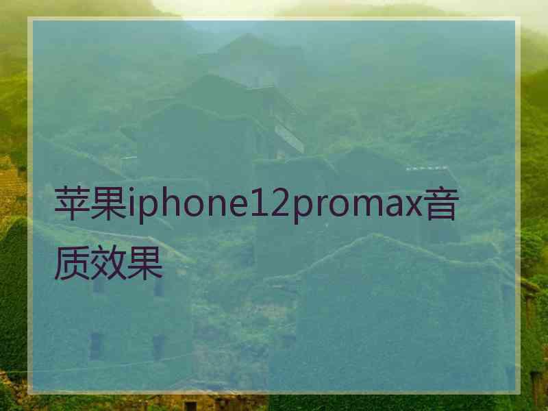 苹果iphone12promax音质效果