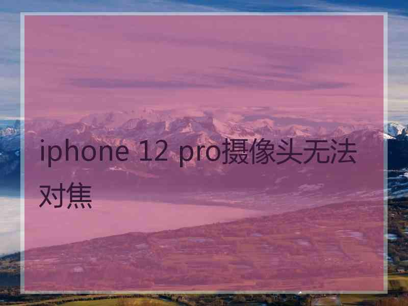 iphone 12 pro摄像头无法对焦