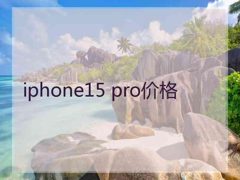 iphone15 pro价格