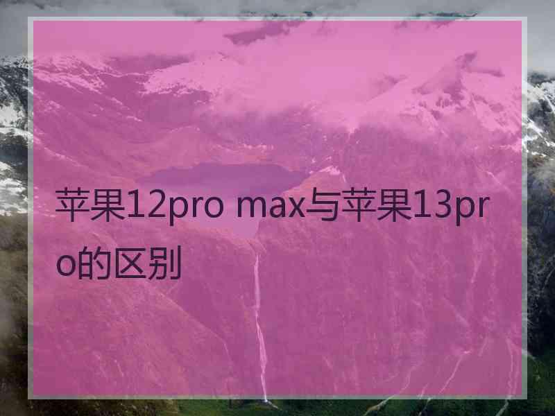 苹果12pro max与苹果13pro的区别