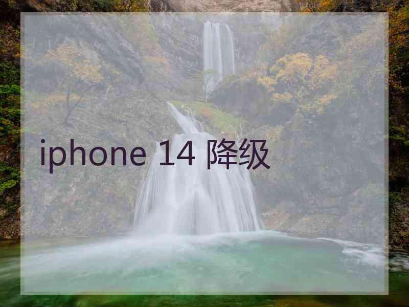 iphone 14 降级