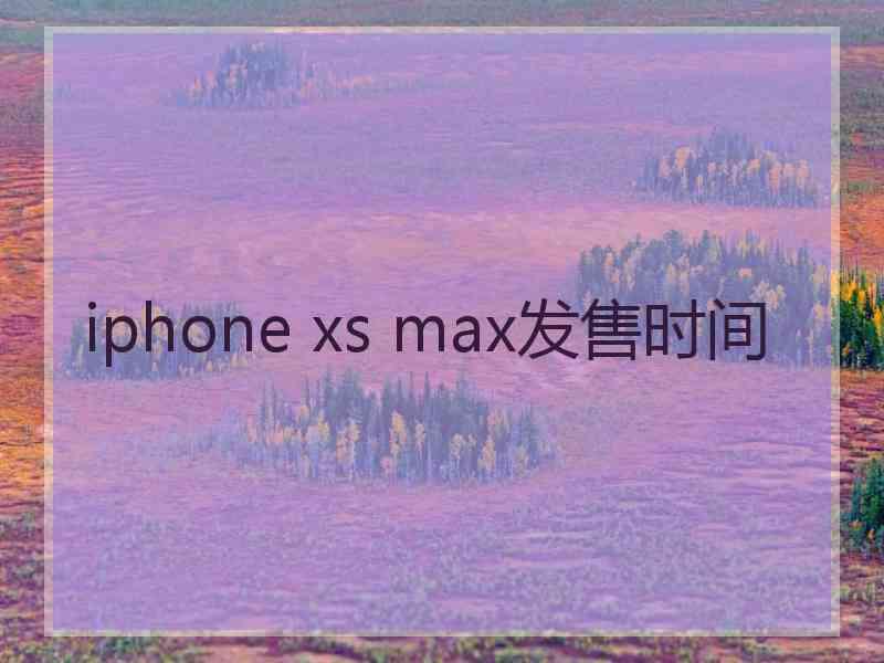 iphone xs max发售时间