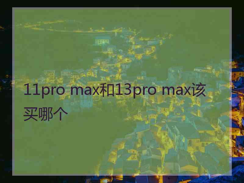 11pro max和13pro max该买哪个