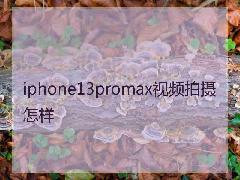 iphone13promax视频拍摄怎样