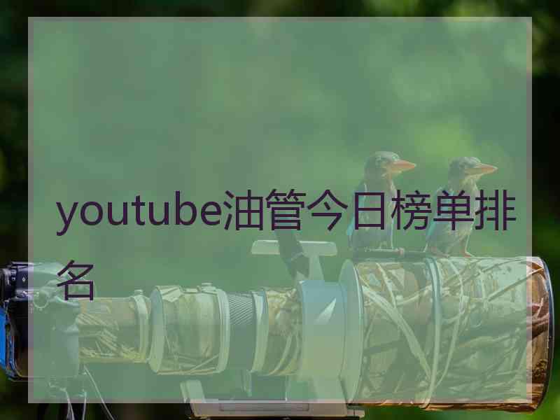 youtube油管今日榜单排名