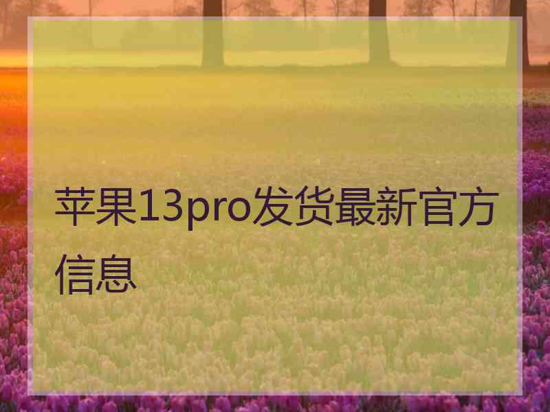 苹果13pro发货最新官方信息