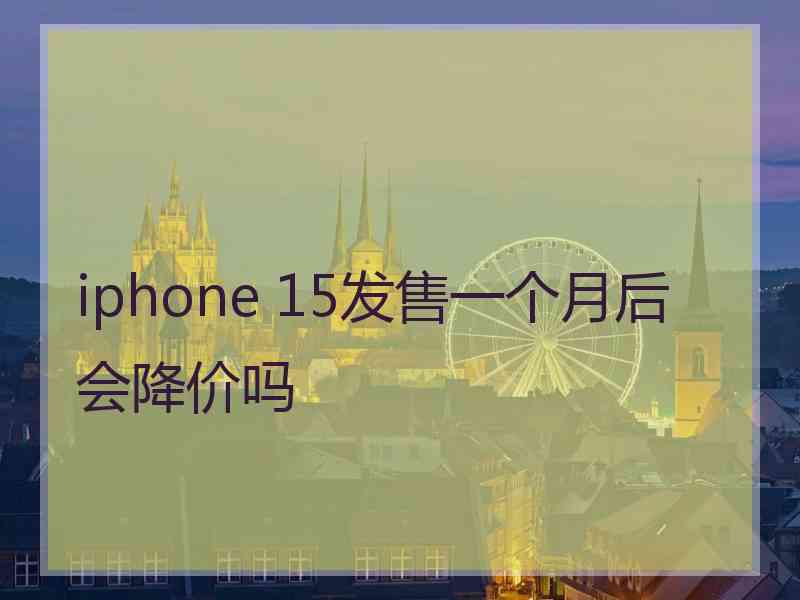 iphone 15发售一个月后会降价吗