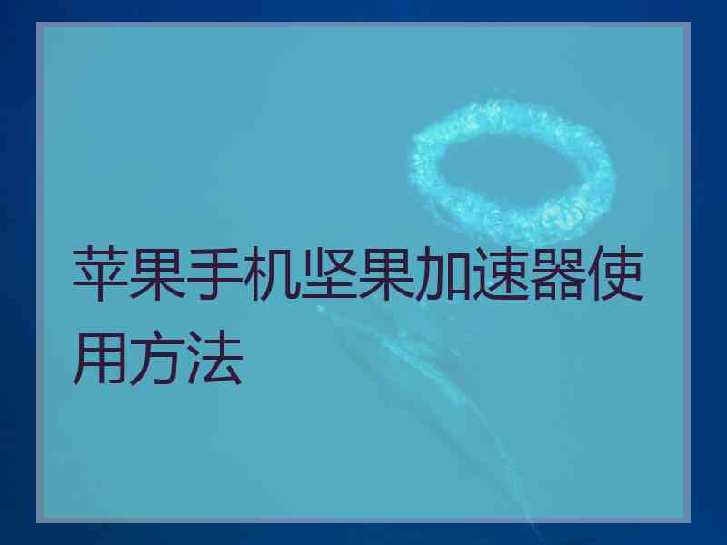 苹果手机坚果加速器使用方法