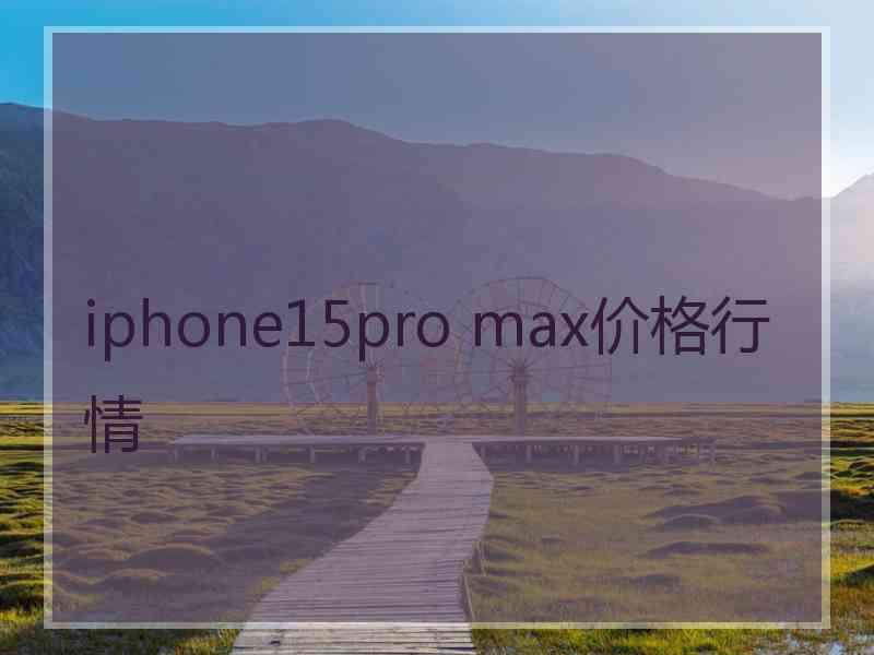 iphone15pro max价格行情