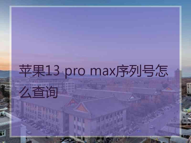 苹果13 pro max序列号怎么查询