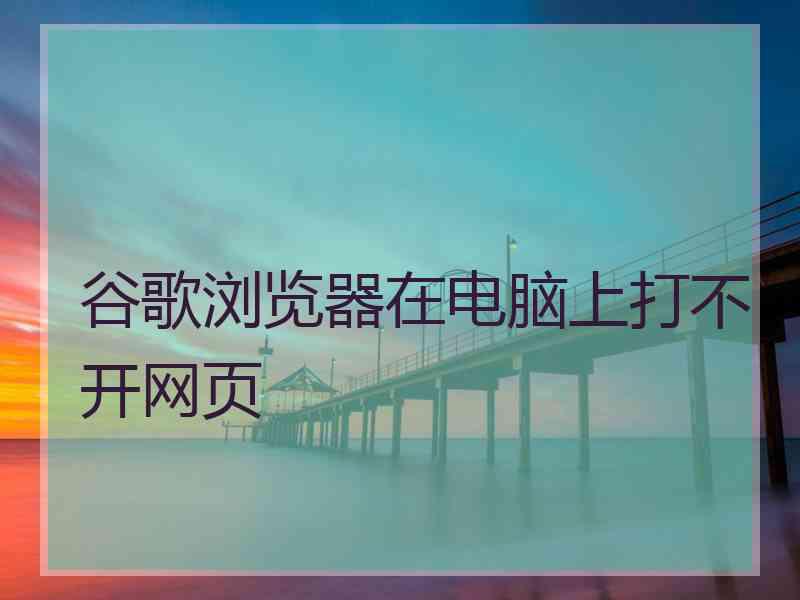 谷歌浏览器在电脑上打不开网页