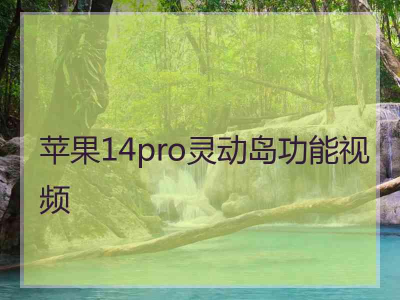 苹果14pro灵动岛功能视频