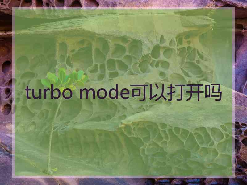 turbo mode可以打开吗