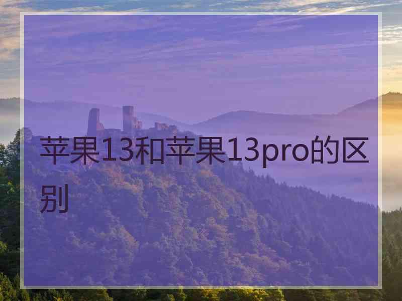 苹果13和苹果13pro的区别