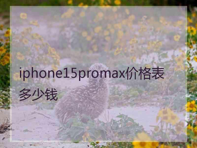 iphone15promax价格表多少钱