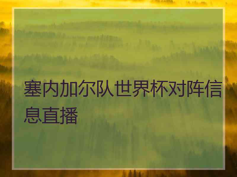 塞内加尔队世界杯对阵信息直播