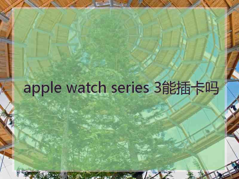 apple watch series 3能插卡吗