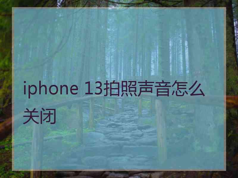 iphone 13拍照声音怎么关闭