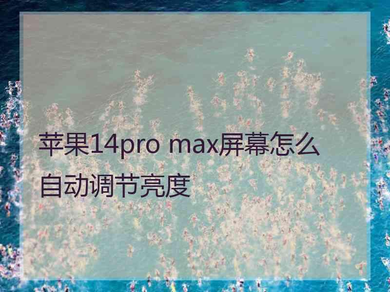 苹果14pro max屏幕怎么自动调节亮度