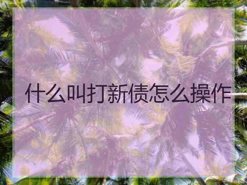 什么叫打新债怎么操作