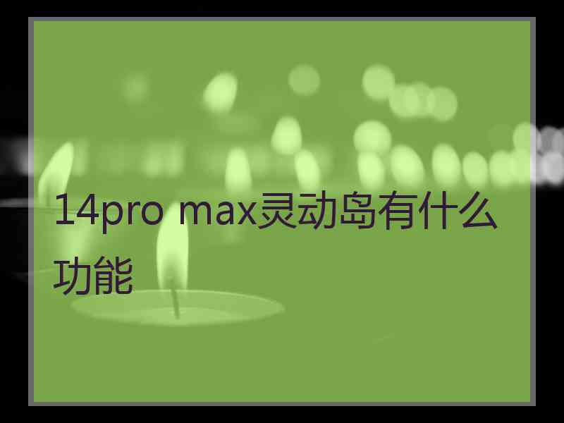 14pro max灵动岛有什么功能