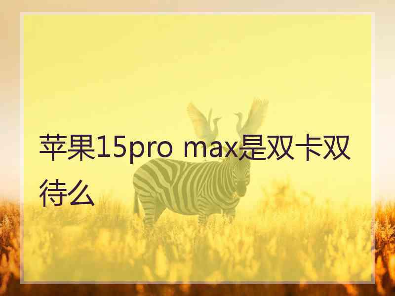 苹果15pro max是双卡双待么