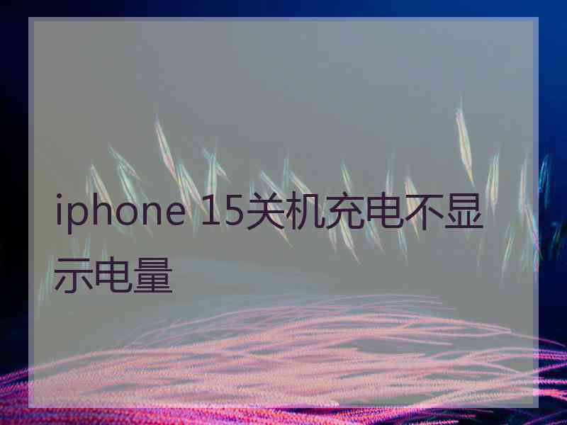 iphone 15关机充电不显示电量