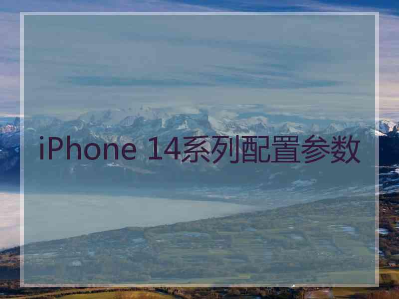 iPhone 14系列配置参数