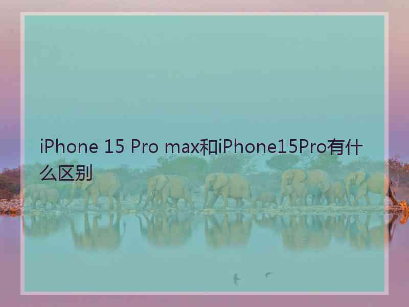 iPhone 15 Pro max和iPhone15Pro有什么区别