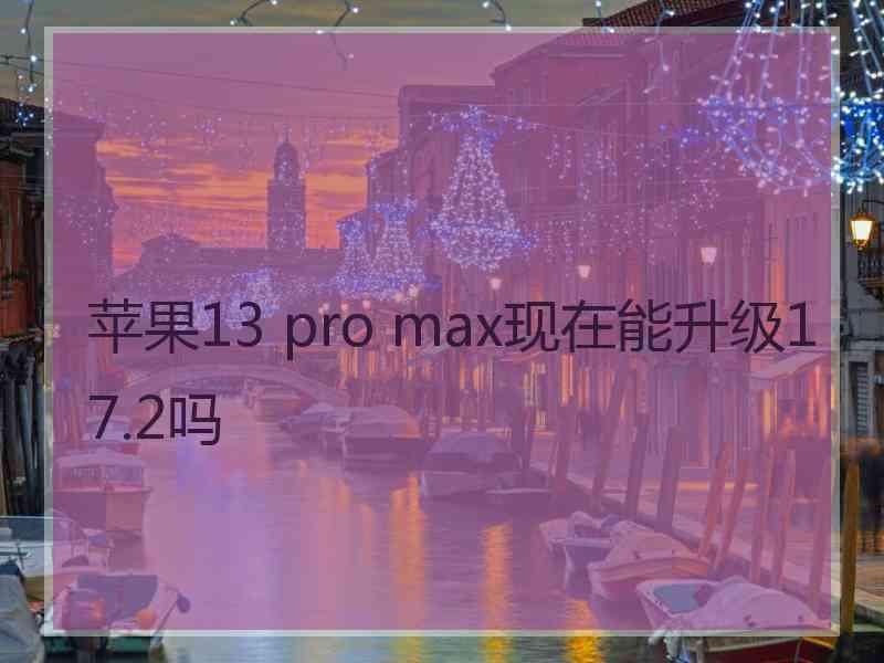 苹果13 pro max现在能升级17.2吗