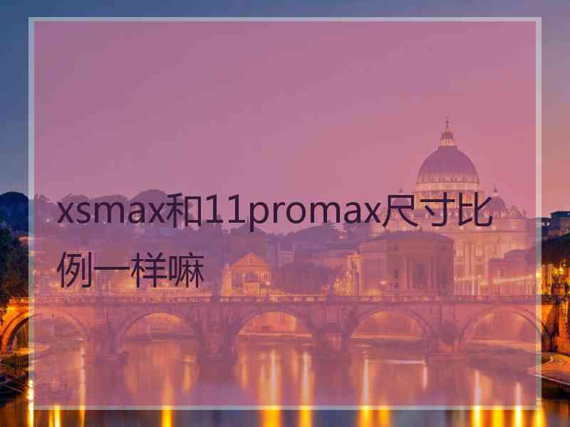 xsmax和11promax尺寸比例一样嘛