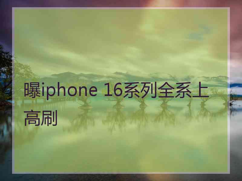 曝iphone 16系列全系上高刷