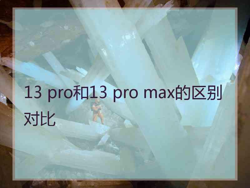 13 pro和13 pro max的区别对比