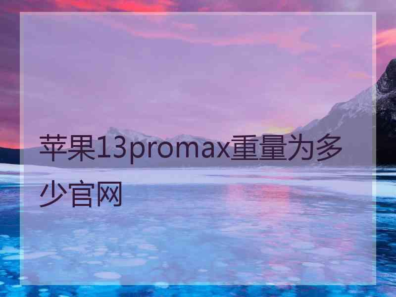 苹果13promax重量为多少官网