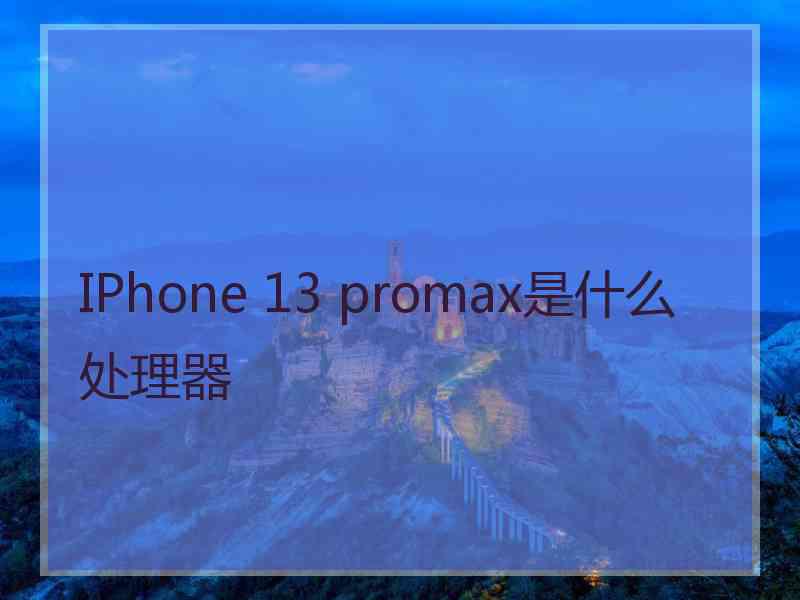 IPhone 13 promax是什么处理器