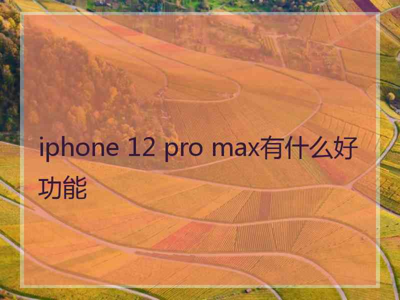 iphone 12 pro max有什么好功能