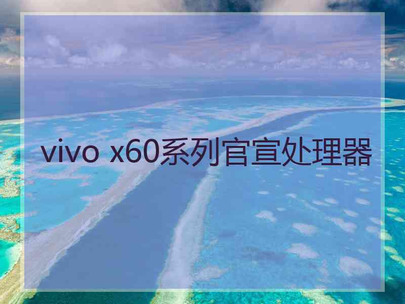 vivo x60系列官宣处理器