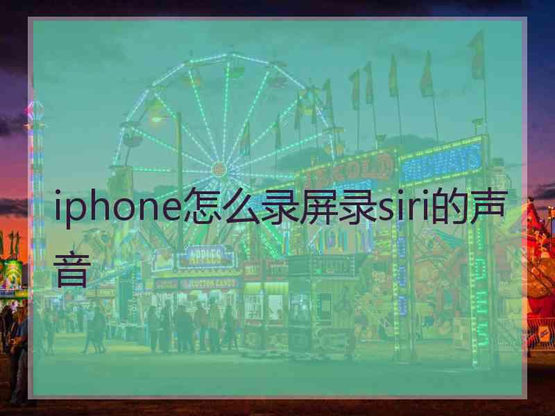 iphone怎么录屏录siri的声音