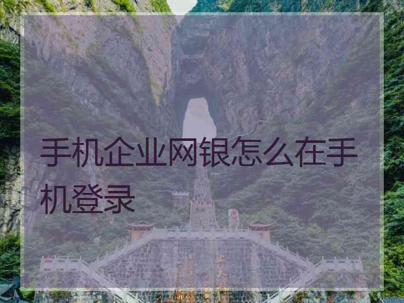 手机企业网银怎么在手机登录