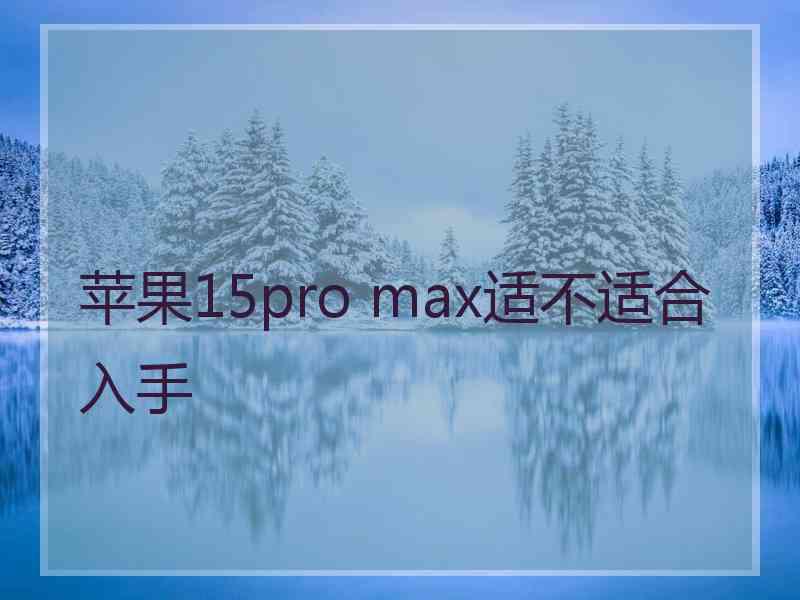 苹果15pro max适不适合入手