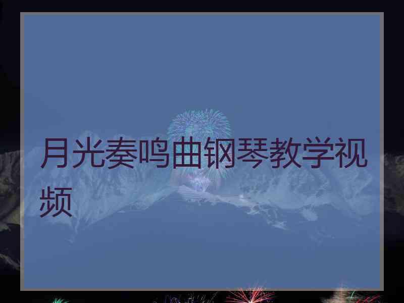 月光奏鸣曲钢琴教学视频