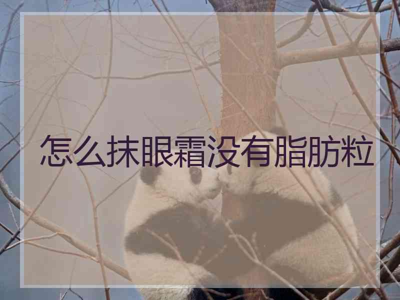 怎么抹眼霜没有脂肪粒