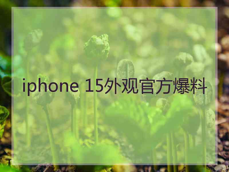 iphone 15外观官方爆料