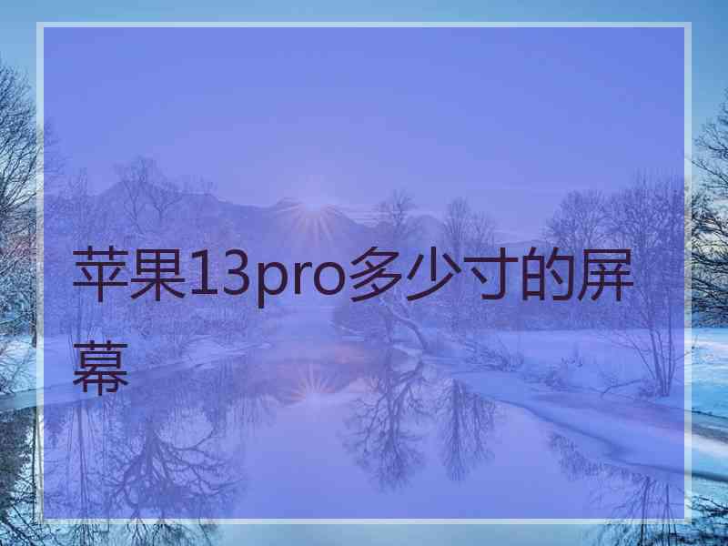 苹果13pro多少寸的屏幕