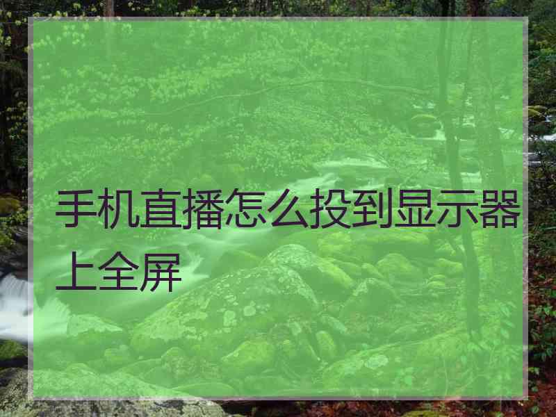 手机直播怎么投到显示器上全屏