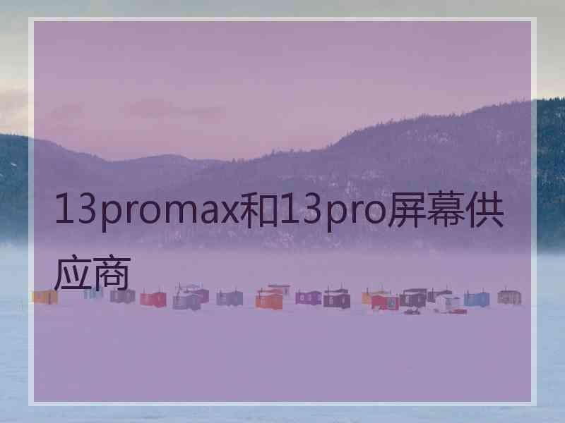 13promax和13pro屏幕供应商