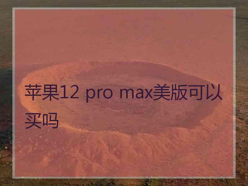 苹果12 pro max美版可以买吗