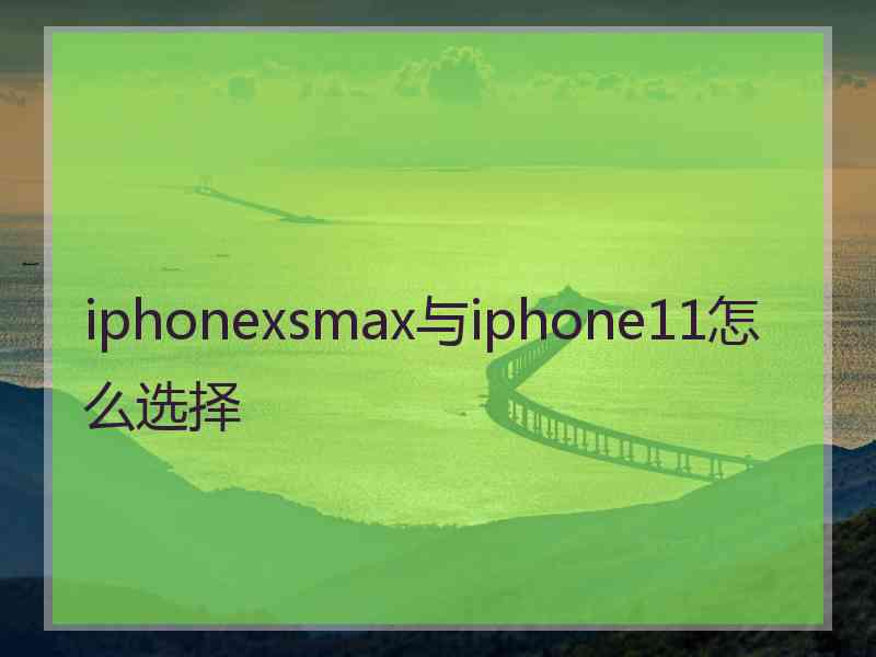 iphonexsmax与iphone11怎么选择