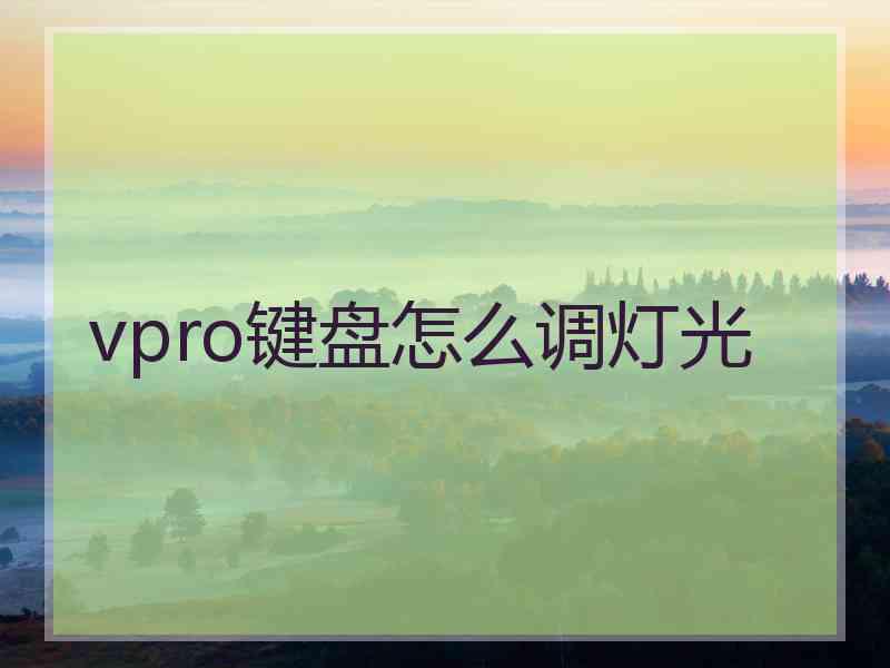 vpro键盘怎么调灯光