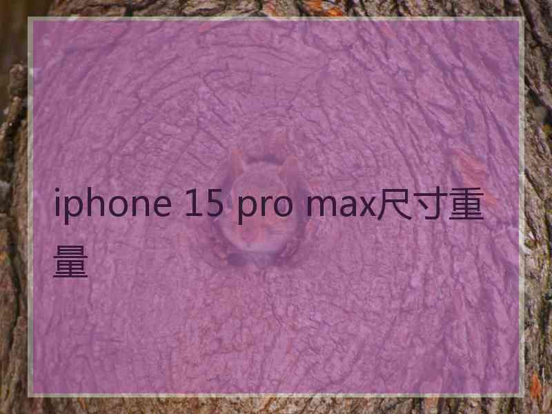 iphone 15 pro max尺寸重量